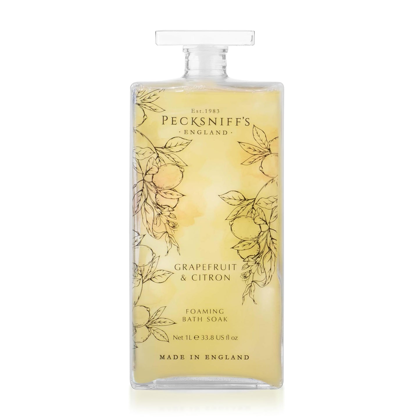 Pecksniff’s Grapefruit & Citron Foaming Bath Soak - Luxury Bubble Bath, 1L / 33.8 fl oz, Made in England Beauty and Personal Care Pecksniff's