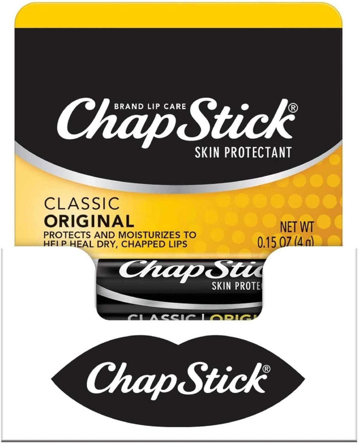 ChapStick Classic (1 Box of 12 Sticks, 12 Total Sticks, Original Flavor) Skin Protectant Flavored Lip Balm Tube, 0.15 Ounce Each, 12 Count (Pack of 1) Beauty & Personal Care ChapStick