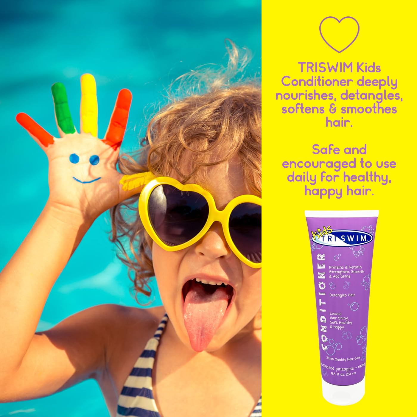 TRISWIM Kids Swim Suds & Conditioner Set 8.5 fl oz each | Natural Tear-Free 2-in-1 Shampoo Chlorine Removal & Body Wash with Detangler - Gentle Hair Beauty & Personal Care TRISWIM