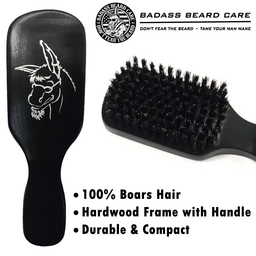 Badass Beard Care 100% Boars Hair Hardwood Frame Black Series Beard Brush For Men with Handle Beauty and Personal Care Badass Beard Care