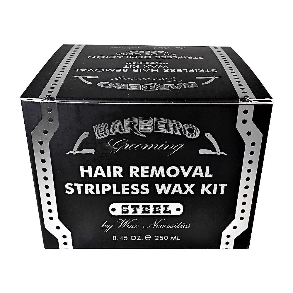 Waxness Barbero Steel Hard Wax Beads, Microwavable Wax Kit 8.45 fl oz (250 ml) - Stripless Hard Wax for Men’s Grooming, Effective on Coarse Hair Beauty and Personal Care Waxness