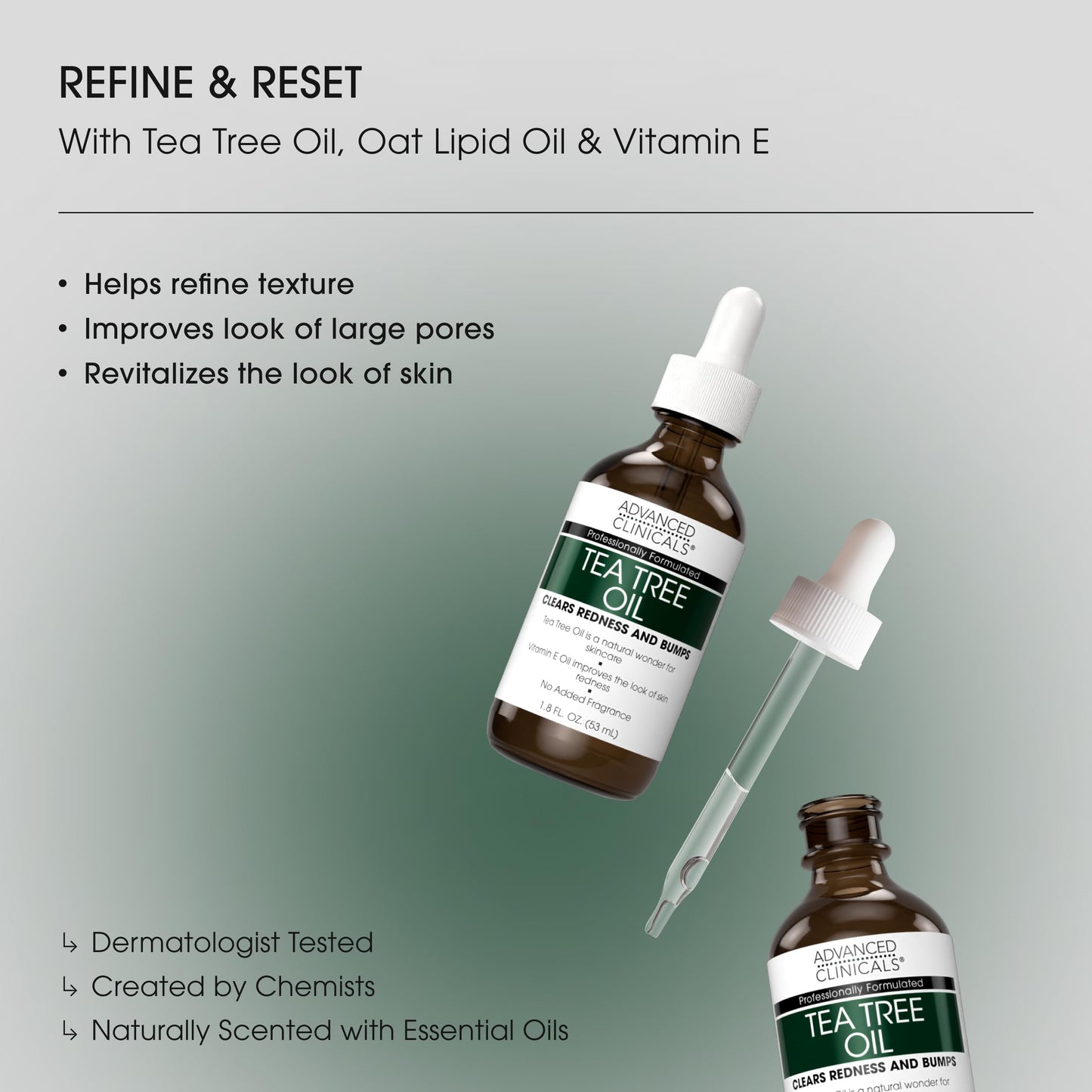 Advanced Clinicals Tea Tree Oil For Skin Facial Serum | Tea Tree Serum For Face With Vitamin E + Botanicals To Help Improve Appearance Of Large Pores Beauty & Personal Care Advanced Clinicals