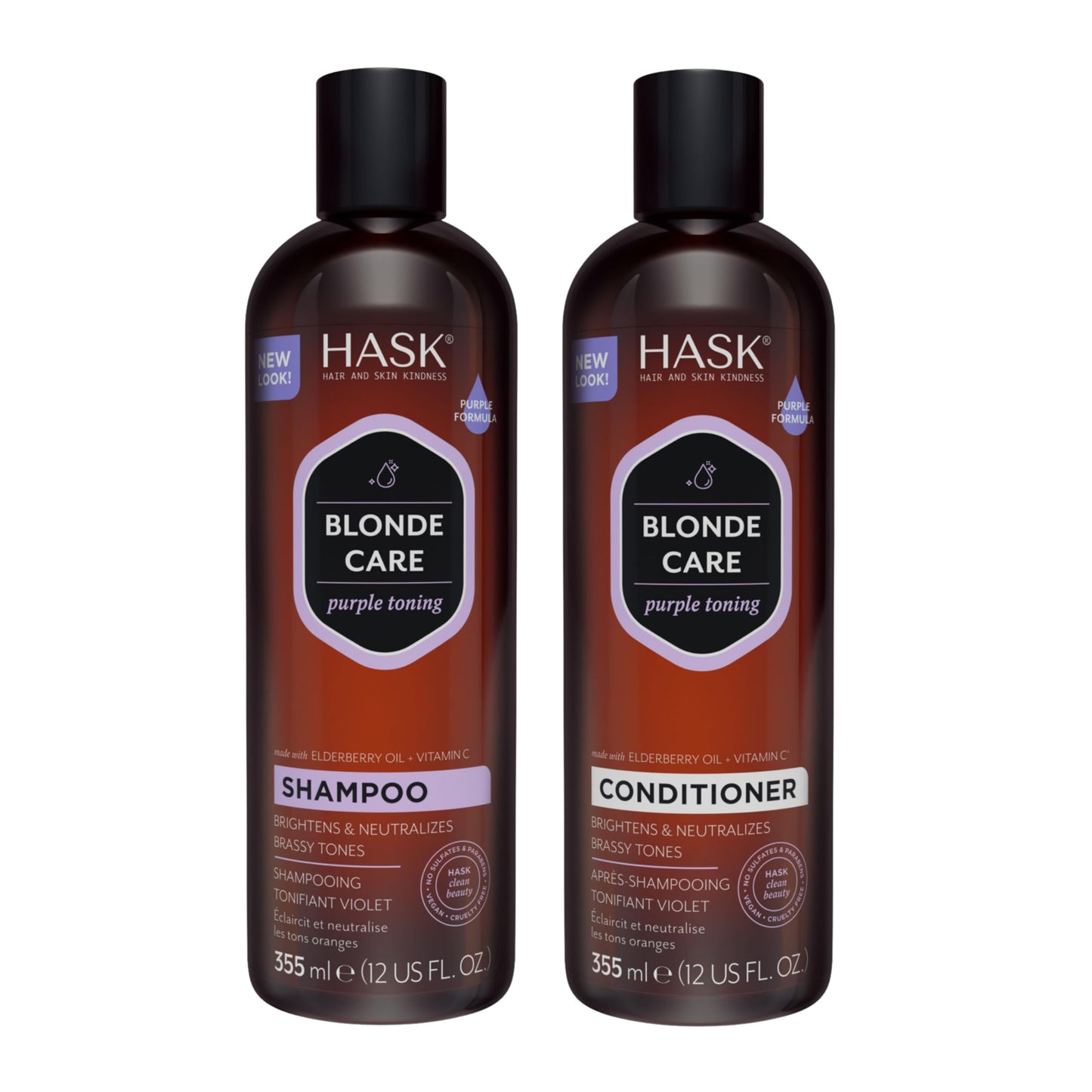 HASK Blonde Care Shampoo + Conditioner Set for Blonde Hair | Sulfate-Free, Gluten-Free, Vegan, Color Safe | 12oz each Beauty & Personal Care HASK