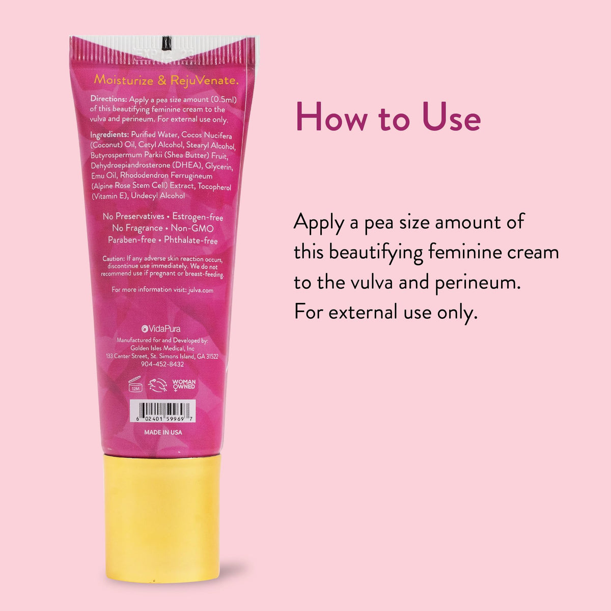Julva Vulva Cream - Feminine Moisturizer for Women, 60 Day Supply