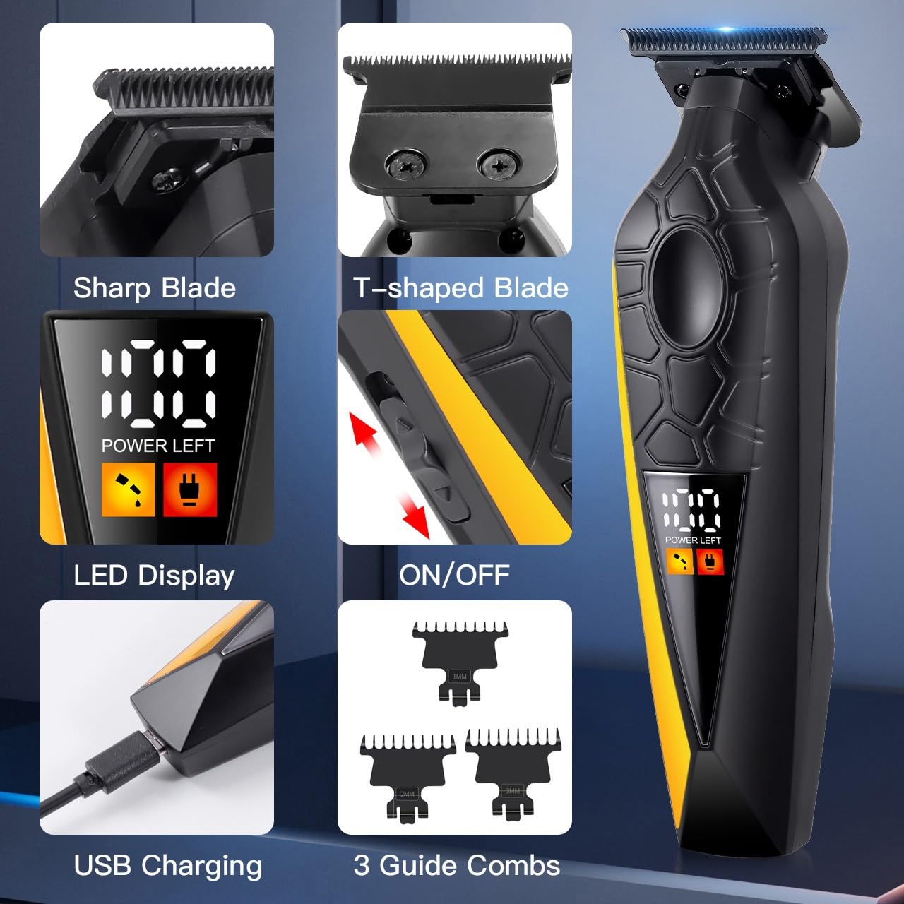 QDKVTNDJZ Hair Clippers for Men, Electric Carving Push Trimmer Bald Hairdressing Salon Haircut Machine 0 Blade Head(Gold) Beauty and Personal Care QDKVTNDJZ