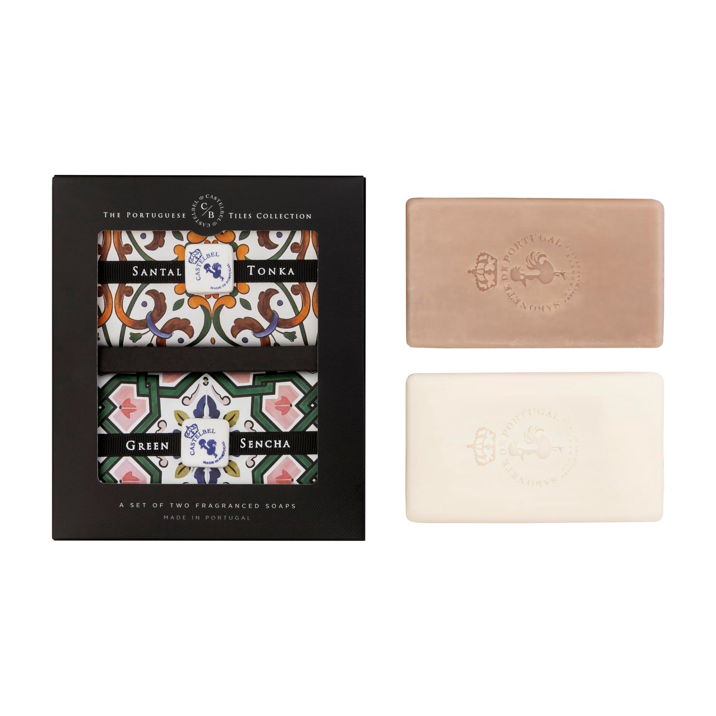 Castelbel Vegetable Base Soap Bars, Set of 2 (200 g each), Paper Wrapped Tiles Collection (2 x 200g, Santal Tonka & Green Sencha) Beauty & Personal Care Castelbel