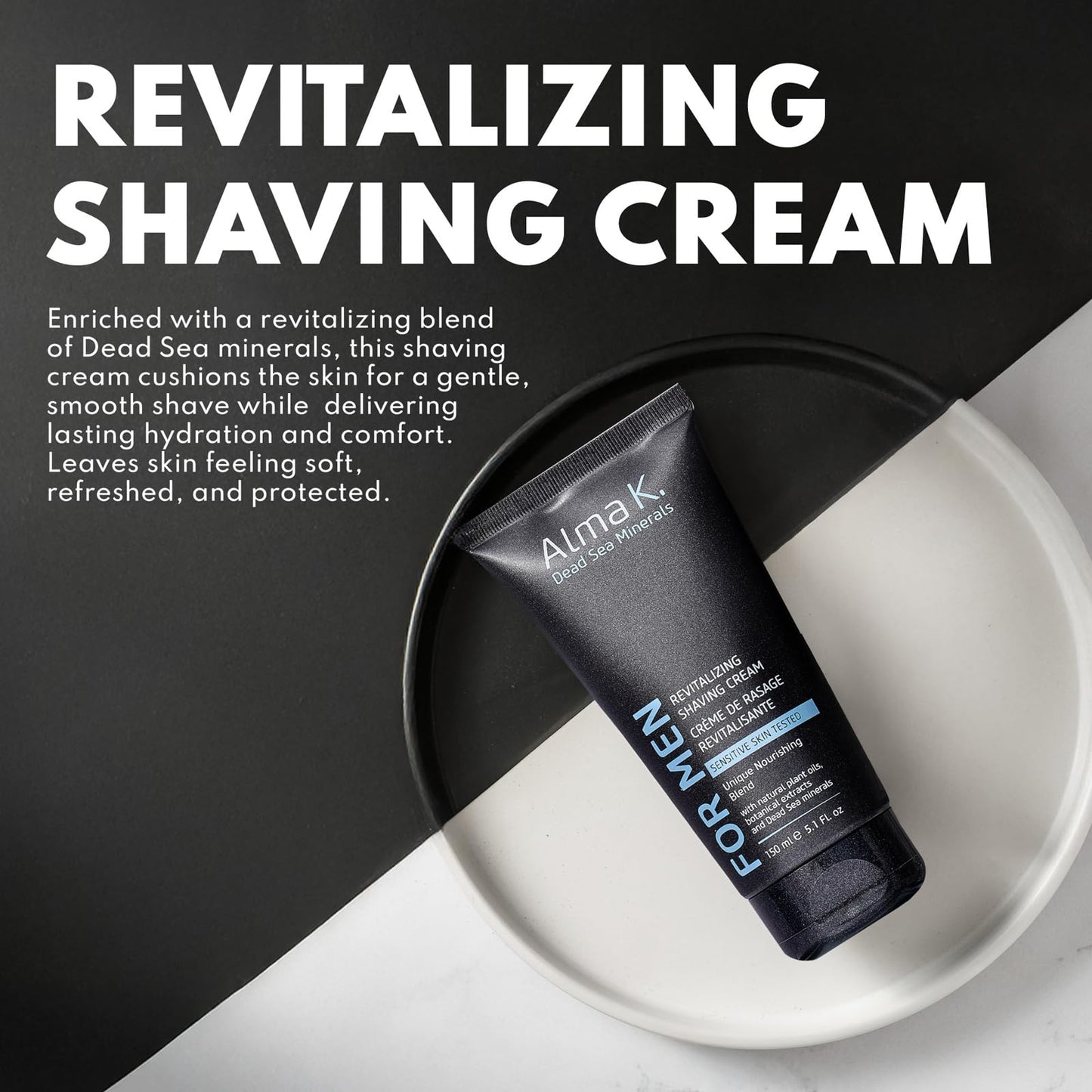 Alma K Revitalizing Shaving Cream - Nourishing and Calming Mens Shaving Cream with Dead Sea Minerals, Argan Oil - Gentle Shave Cream for Men - 5.1 oz Beauty and Personal Care ALMA K