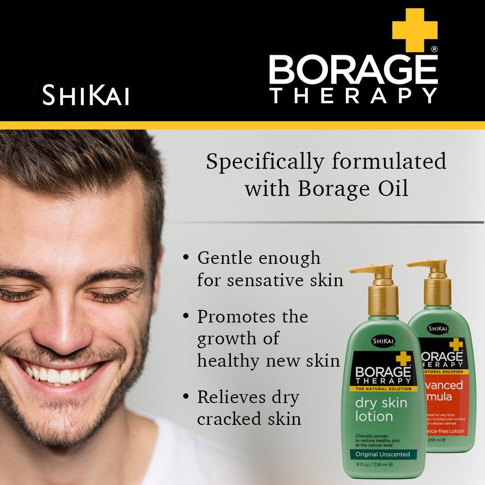 ShiKai Borage Therapy Dry Skin Lotion Moisturizer (16oz, Pack of 2) Unscented Skincare | Hydrating Lotion for Eczema, Dry Hands & Body | With Oatmeal Beauty & Personal Care ShiKai