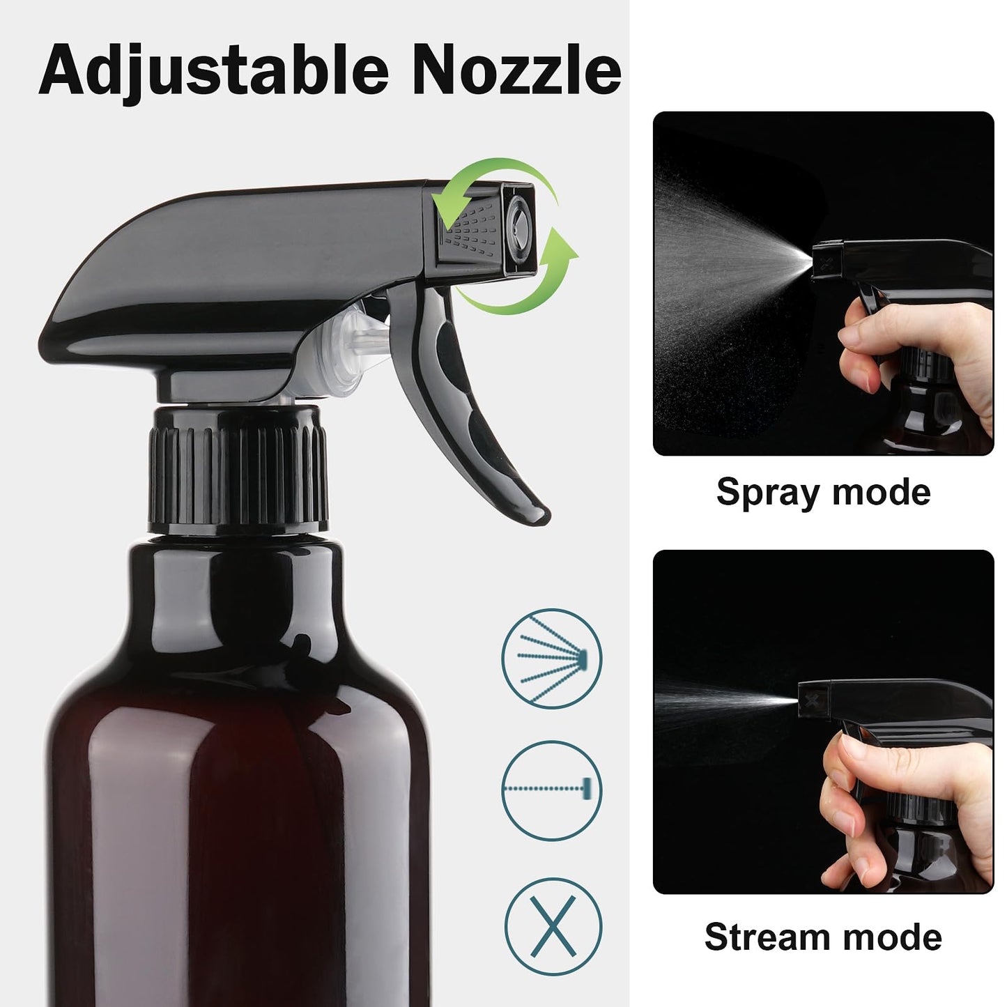Hethyo Plastic Spray Bottles Empty Spray Bottle 16.9oz/500ml 2 Pack Heavy Duty Spraying Bottles Mist/Stream Water Bottle for Cleaning Solutions Beauty and Personal Care Hethyo