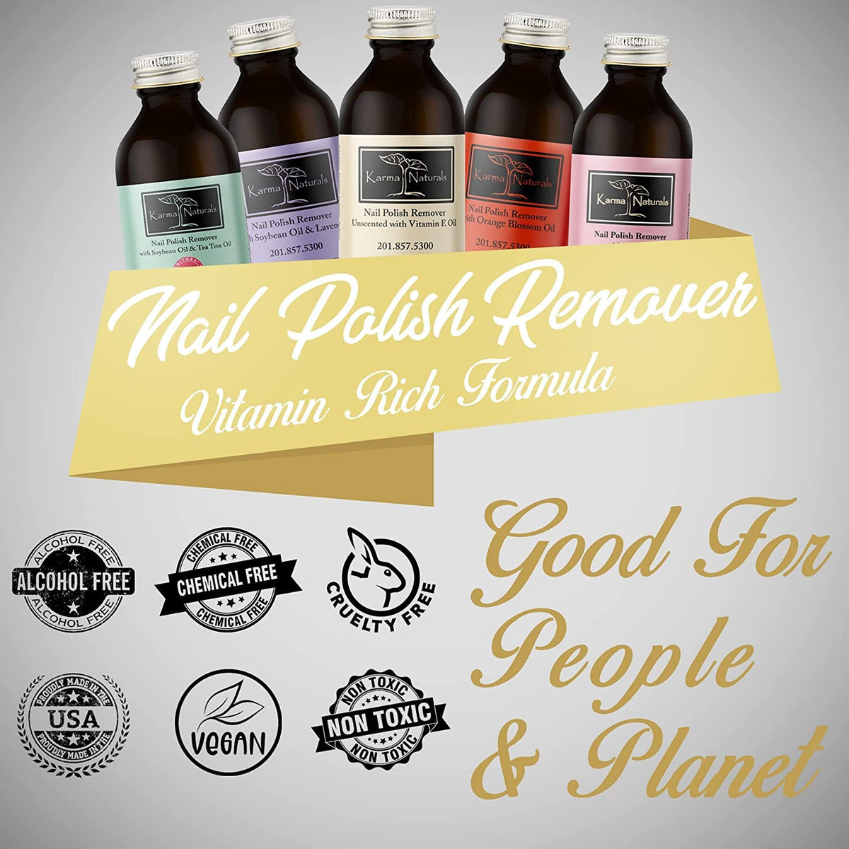 karma organic Unscented Nail Polish Remover, Non-Toxic Nail Treatment Vegan Cruelty-Free) (Unscented) (Unscented +Top/Triple Bas)