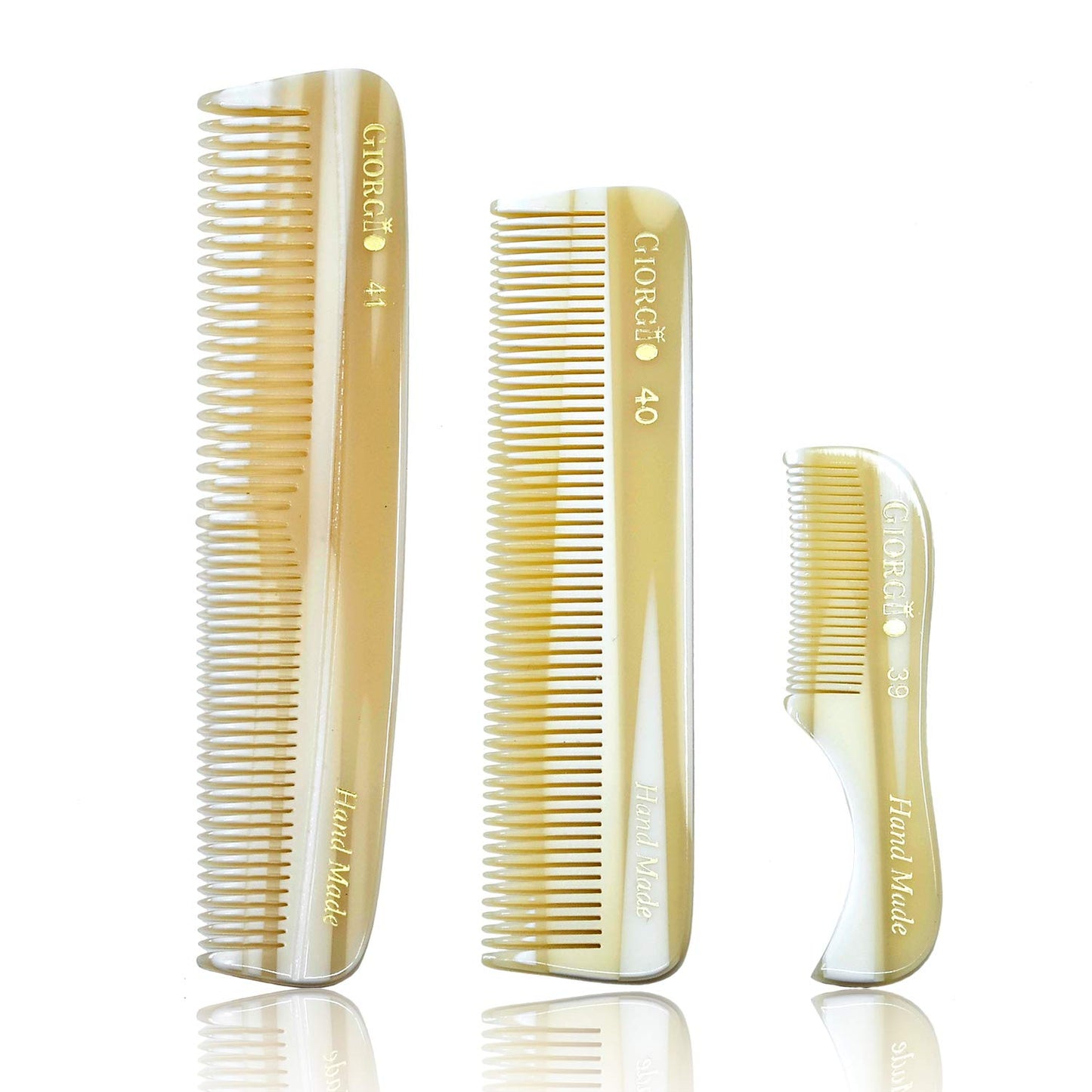 Giorgio Beard Combs Set - Handmade Ivory Beard Combs Kit for Facial Grooming - Includes Fine and Wide Tooth Pocket Dresser Comb + Fine Tooth Beauty and Personal Care GIORGIO