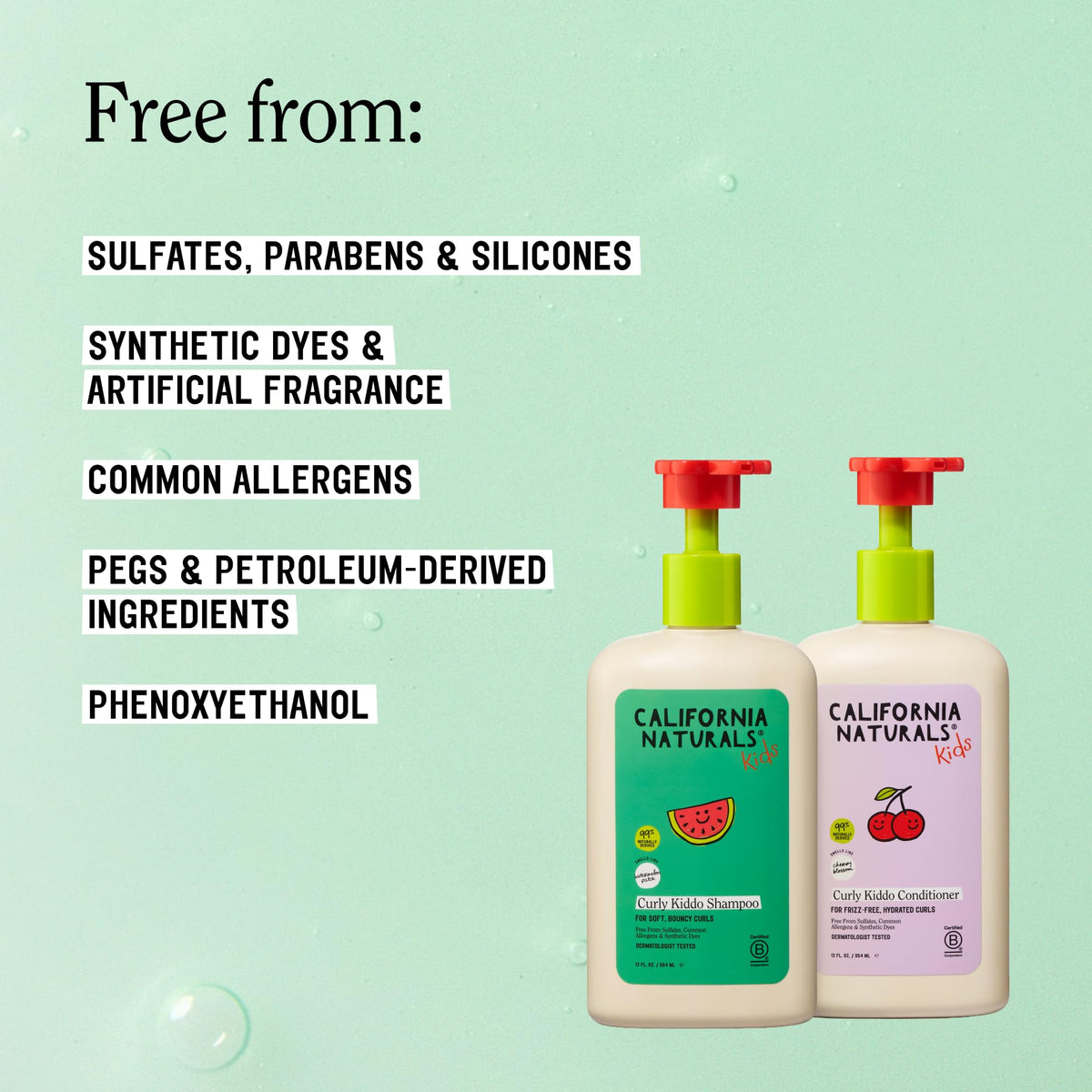 California Naturals Curly Kiddo Shampoo & Conditioner Set with Argan Oil, Enriched Rice Water and Shea Butter, Sulfate Free, For Kids with Curly Hair,