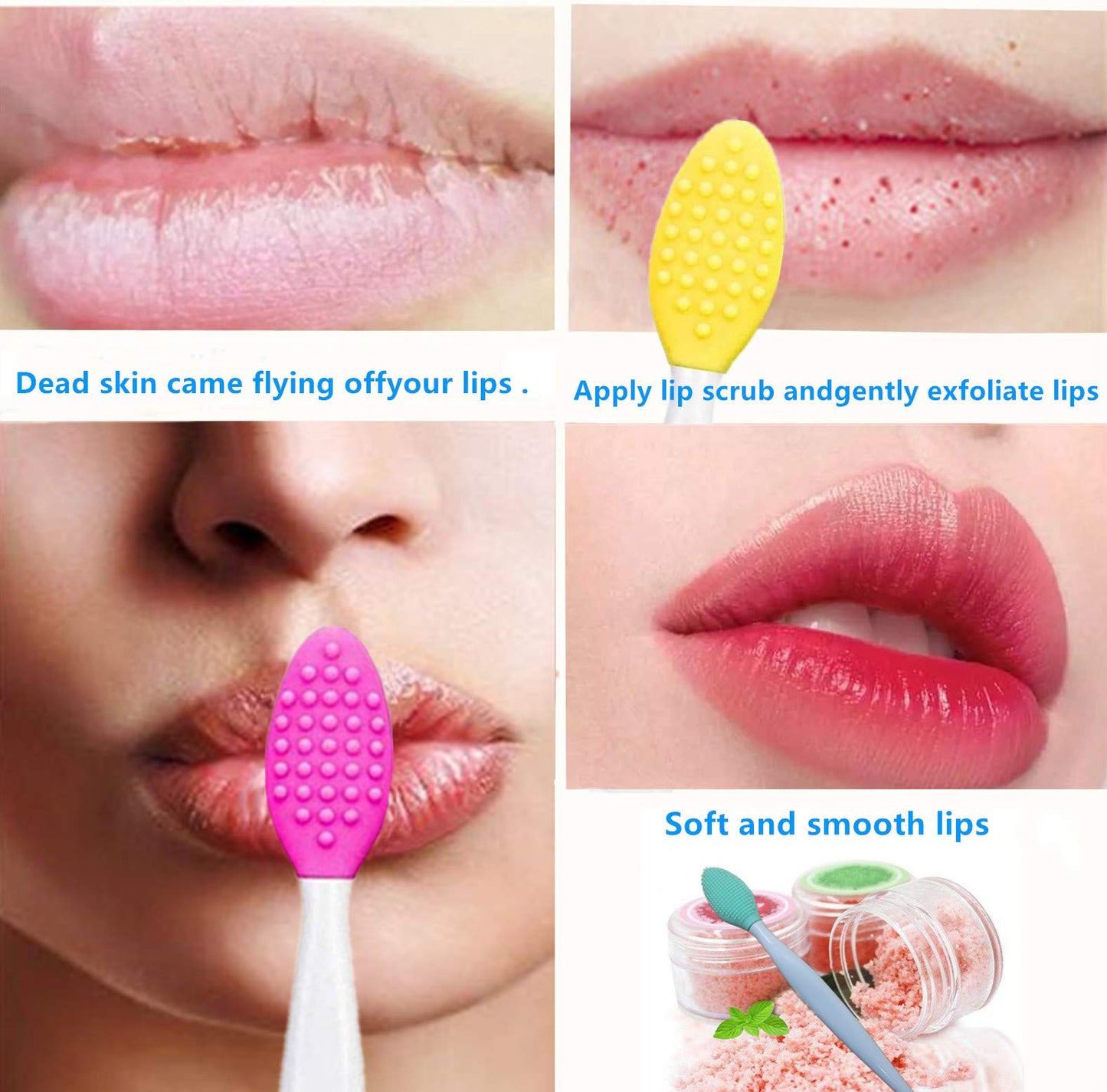 Lip Scrub Brush,Lip Scrubber Exfoliator,Double-Sided Silicone Lip Exfoliating Tool for Men Women Lip Lightening,Lip Exfoliator Scrubber Tool for Dark Beauty & Personal Care New prominent