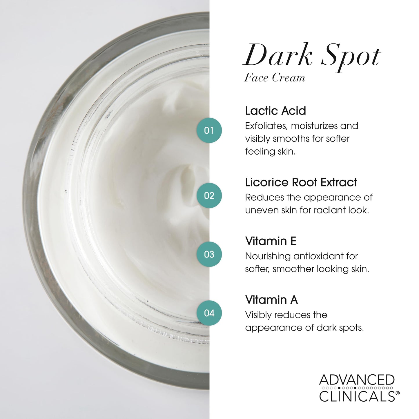 Advanced Clinicals Dark Spot Face Moisturizer | Lactic Acid Lotion For Face With Caffeine, Cocoa Butter, & Vitamin A | Brightening Cream Visibly Beauty & Personal Care Advanced Clinicals