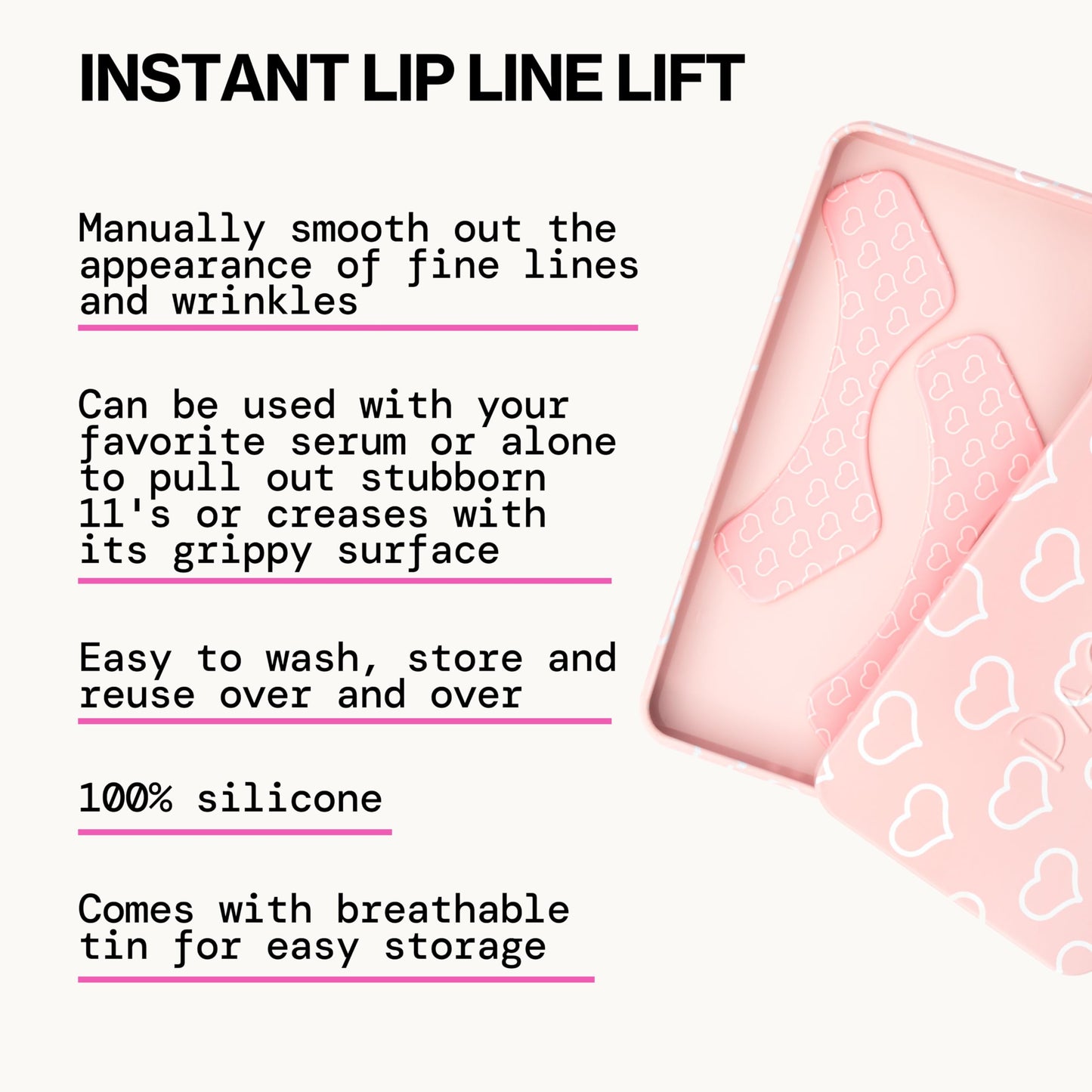 Pacifica Beauty Reusable Lip Line Mask, Skincare, Silicone Mask, For Fine Lines and Wrinkles, Lift and Firm, Pair with Serum, Storage Tin Included Beauty & Personal Care Pacifica