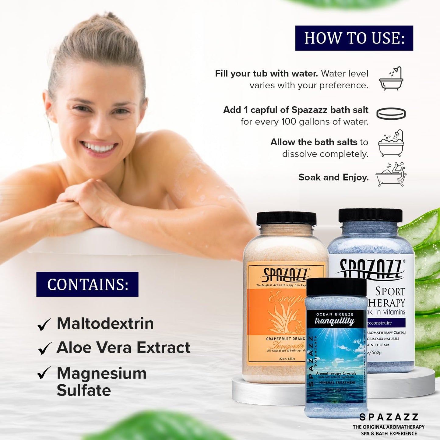 Spazazz Hot Tub Aromatherapy Crystals Bundle - 3 Pack Magnesium Bath Salt Beauty and Personal Care Spazazz