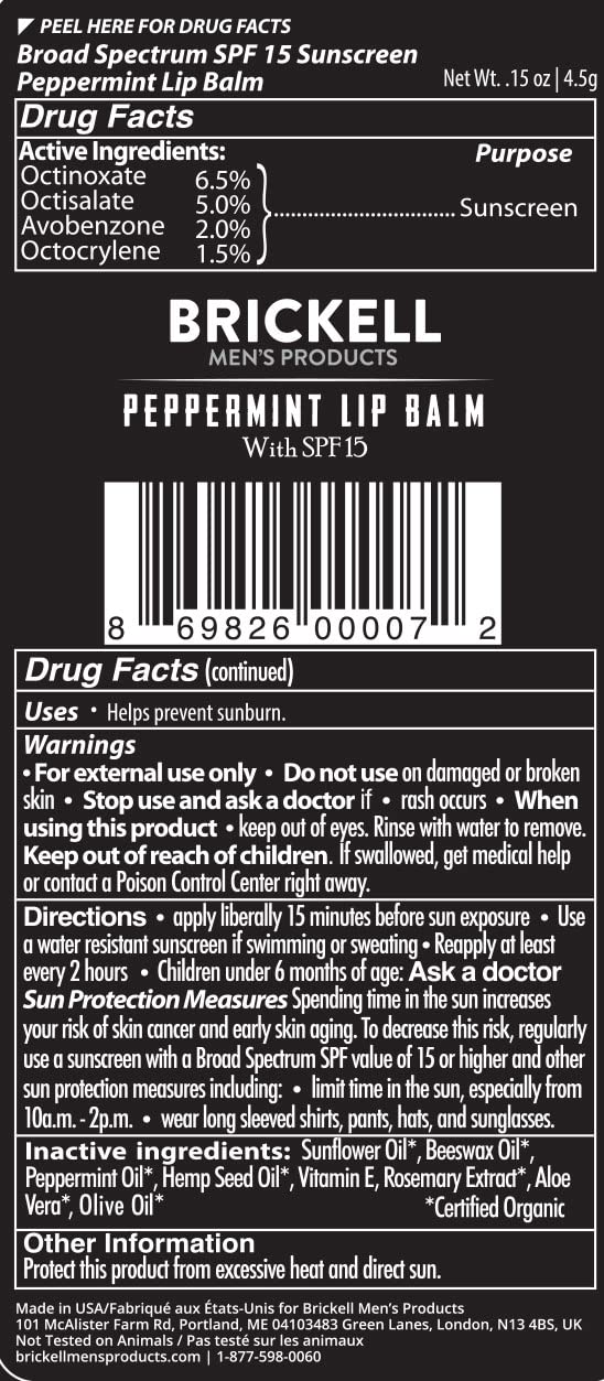 Brickell Men's No Shine Lip Balm for Men, Matte Finish Chapstick to Moisturize and Protect With SPF 15, Sunflower Oil, Aloe, and Vitamin E, .15 Ounce Beauty & Personal Care Brickell Men's Products