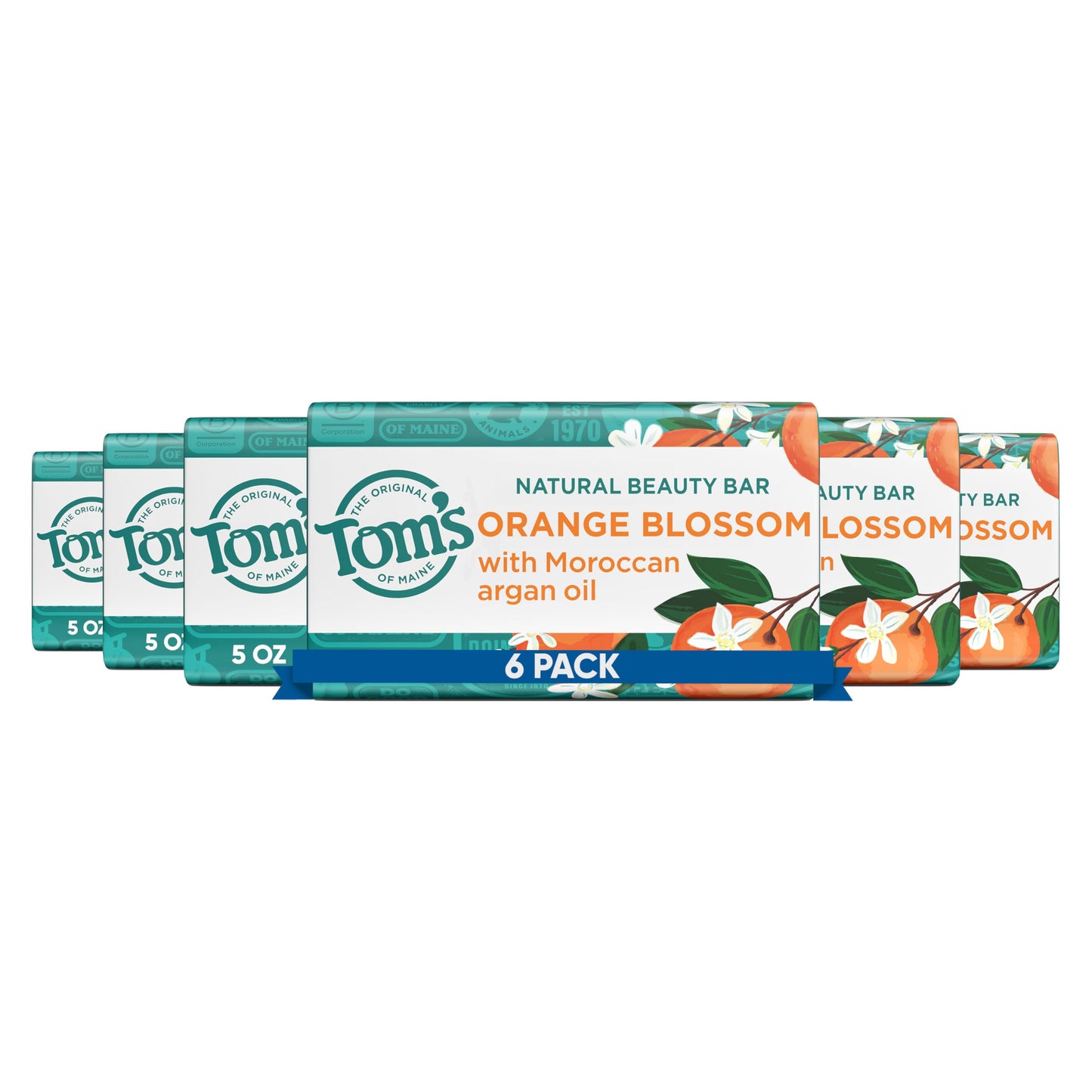 Tom’s of Maine Natural Beauty Bar Soap For Women and Men, Orange Blossom, 5 oz Bar (Pack of 6) Beauty & Personal Care Tom's of Maine