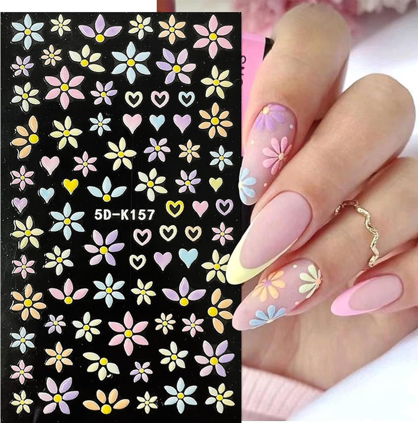 VOTACOS Flower Nail Art Stickers Decals 5D Embossed Nail Decals Spring Summer Nails Design Self-Adhesive Supplies Accessories 3D Flower for Women Beauty and Personal Care VOTACOS