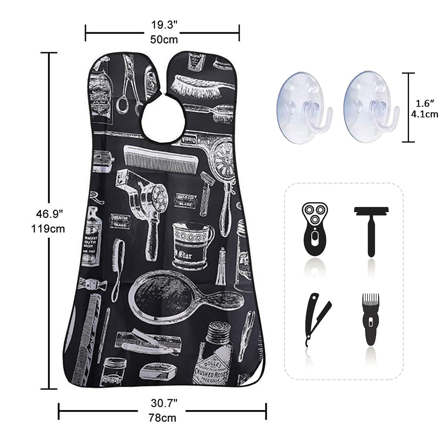 Showvigor Beard Bib Beard Apron, Gift Beard Trimming Catcher Bib for Men Shaving and Hair Clippings, Waterproof Non-Stick Hair Catcher Grooming Cloth Beauty and Personal Care Showvigor