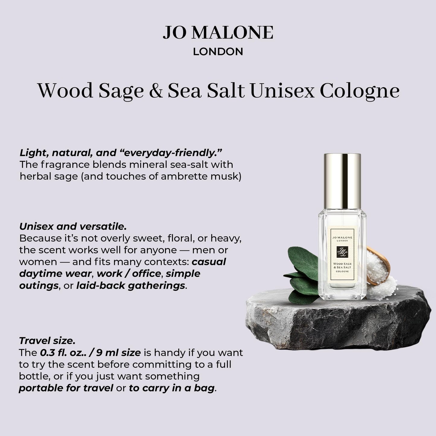 Jo Malone Wood Sage & Sea Salt Cologne Deluxe Sample, 0.3 fl.oz./ 9 ml Beauty & Personal Care Jo Malone