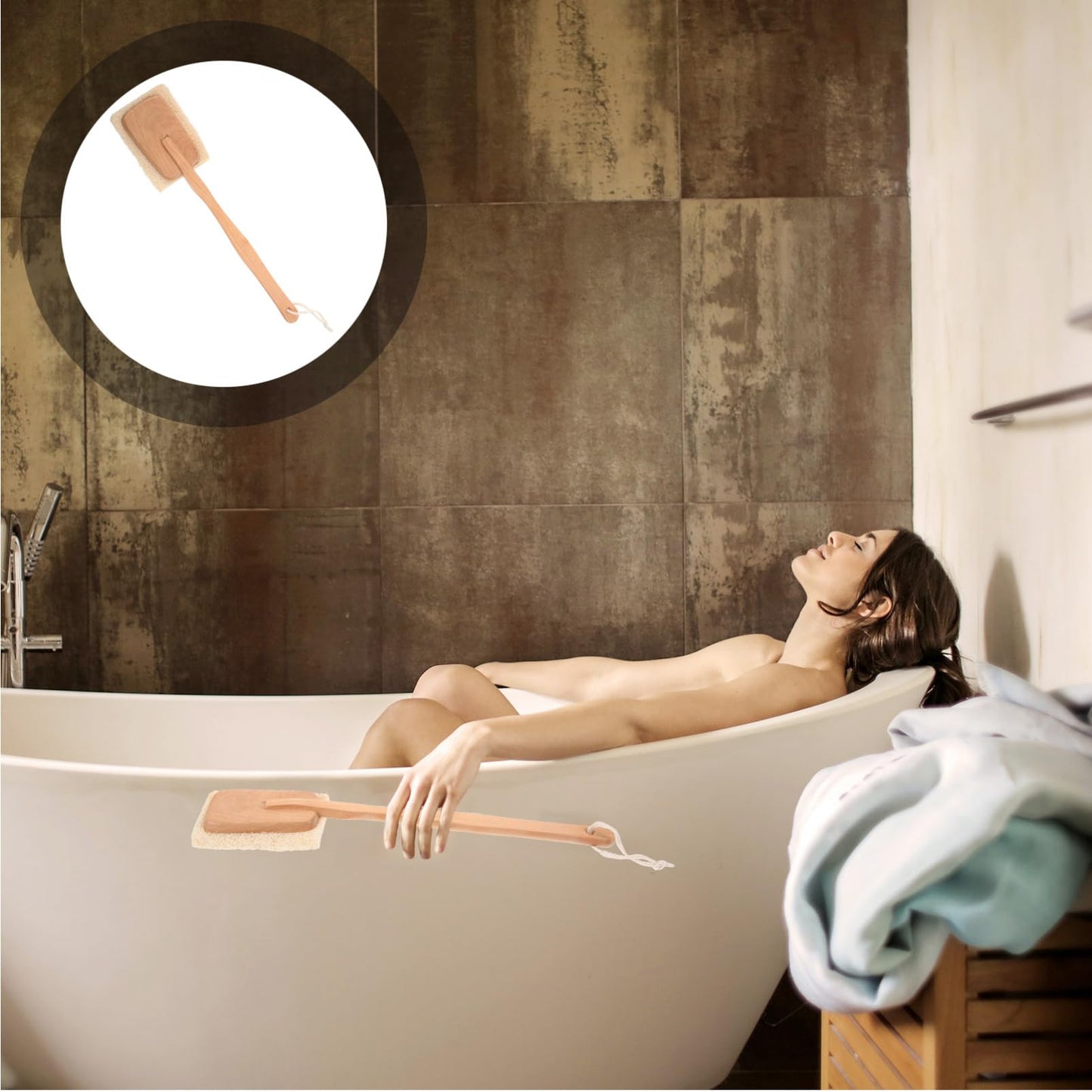 PartyKindom Long Handle Back Massage Brush Exfoliating Shower Brush for Skin Types Wooden Body Massage Tool for Bath Beauty and Personal Care PartyKindom
