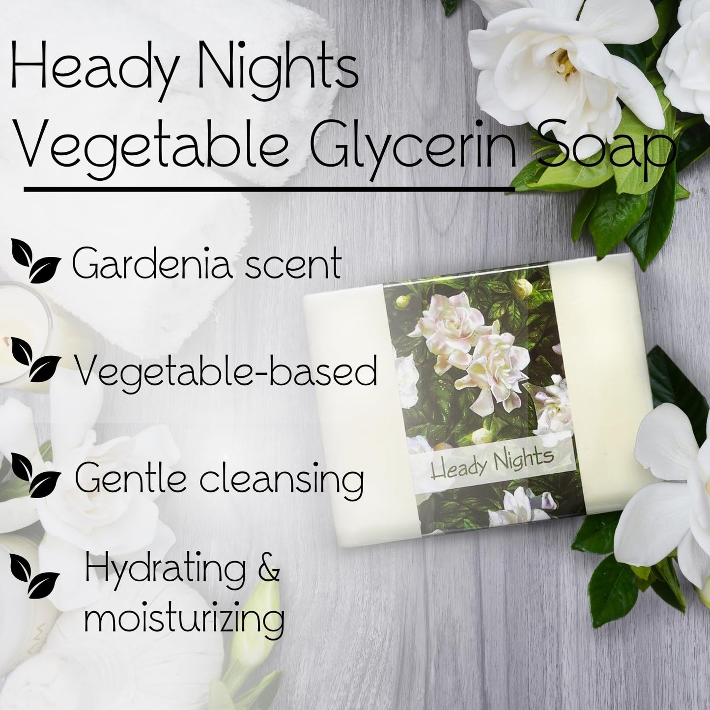 Nabila K Heady Nights Glycerin Bar Soap | Gardenia Scent | Natural, Vegan, Hypoallergenic | 100% Vegetable Glycerin, Sulfate-Free, Paraben-Free | 4.5 Beauty & Personal Care Nabila K