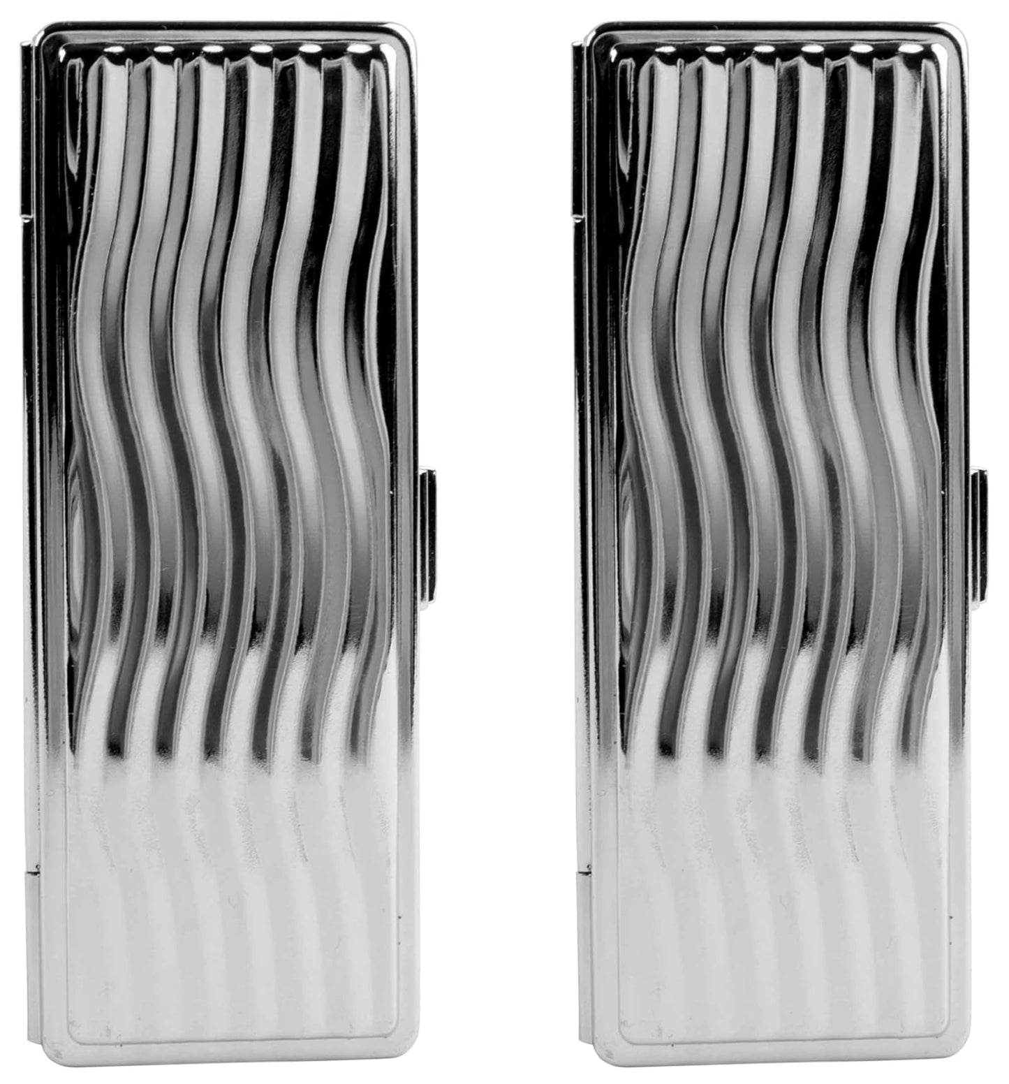 Stephanie Imports Set of 2 Rectangular Vintage Lipstick Cases With Glass Mirror (Silver Wave) Beauty & Personal Care Stephanie Imports