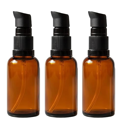 ericotry 3PCS 100ml / 3.34oz Empty Refillable Amber Glass Cosmetic Pump Press Lotion Bottles Makeup Sample Packing Cream Lotion Bath Shower Beauty & Personal Care ericotry
