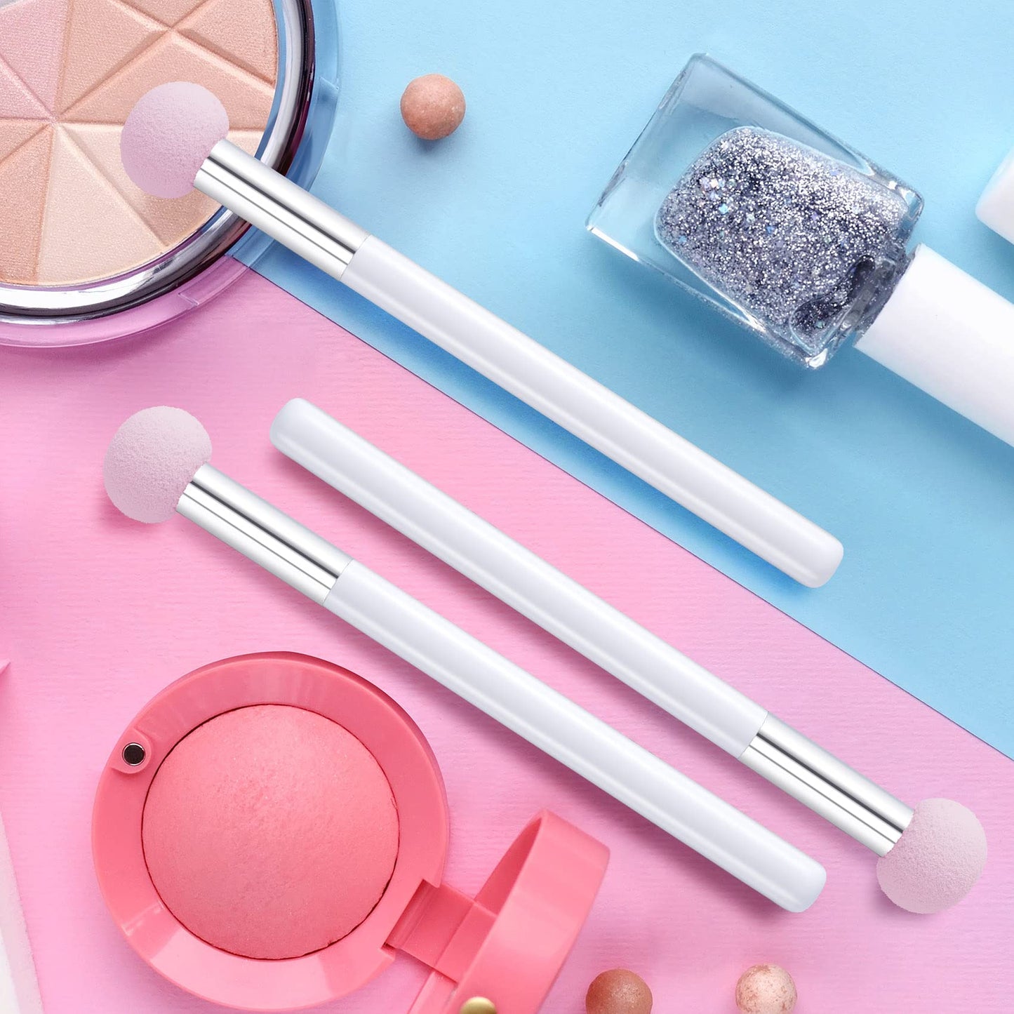 PAGOW 6pcs Sponge Makeup Applicator With Handle, Sponge Eyeshadow Applicators Makeup, Eyeshadow Sponge Brush, Cotton Eye Makeup Eyeshadow Brushes Beauty & Personal Care PAGOW