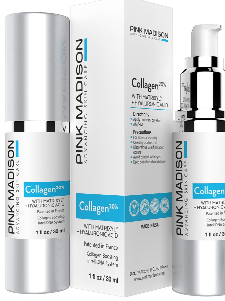 COLLAGEN Serum for Face - Matrixyl and Hyaluronic Acid - Luxury Anti Aging Face Serum Treatment Formula for Men and Women. Effective for Fine Lines Beauty & Personal Care Pink Madison