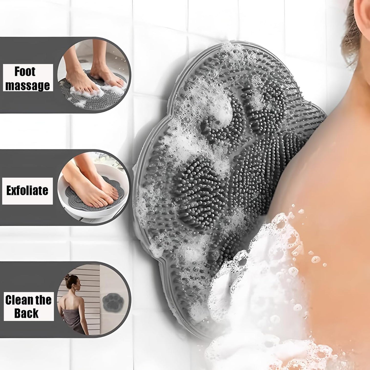 2 PC Silicone Body Scrubber Set,Foot Scrubber in Shower and Hand Held Silicone Face/Body Scrubber,Soft Wash Mitt,Shower Foot Scrubber Mat,Deep Beauty and Personal Care LMMYUN