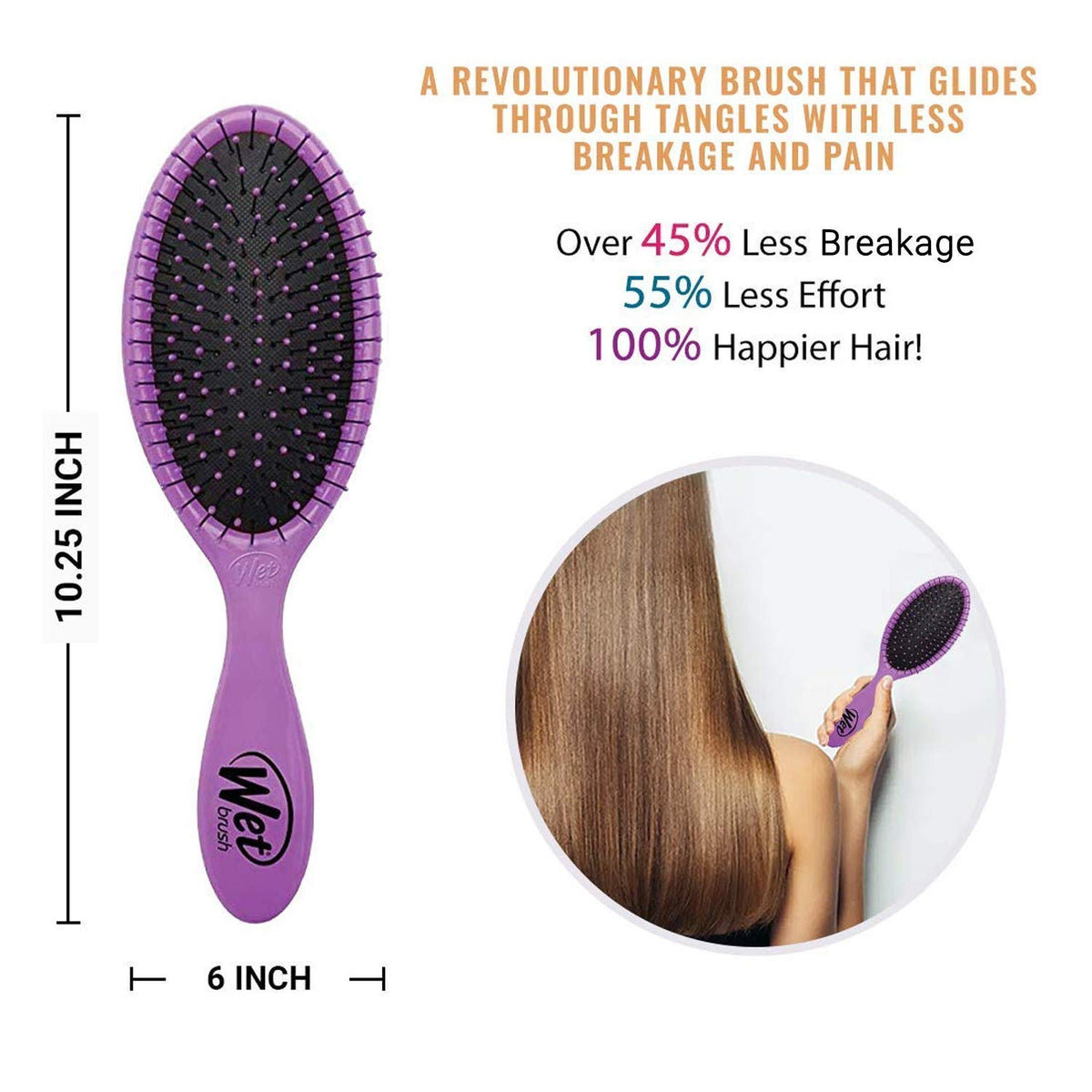 Wet Brush Detangling Hair Brush - Purple - 2 Pack Detangler - Comb for Women, Men & Kids - Wet or Dry - Removes Knots and Tangles, Best for Natural Beauty & Personal Care Wet Brush