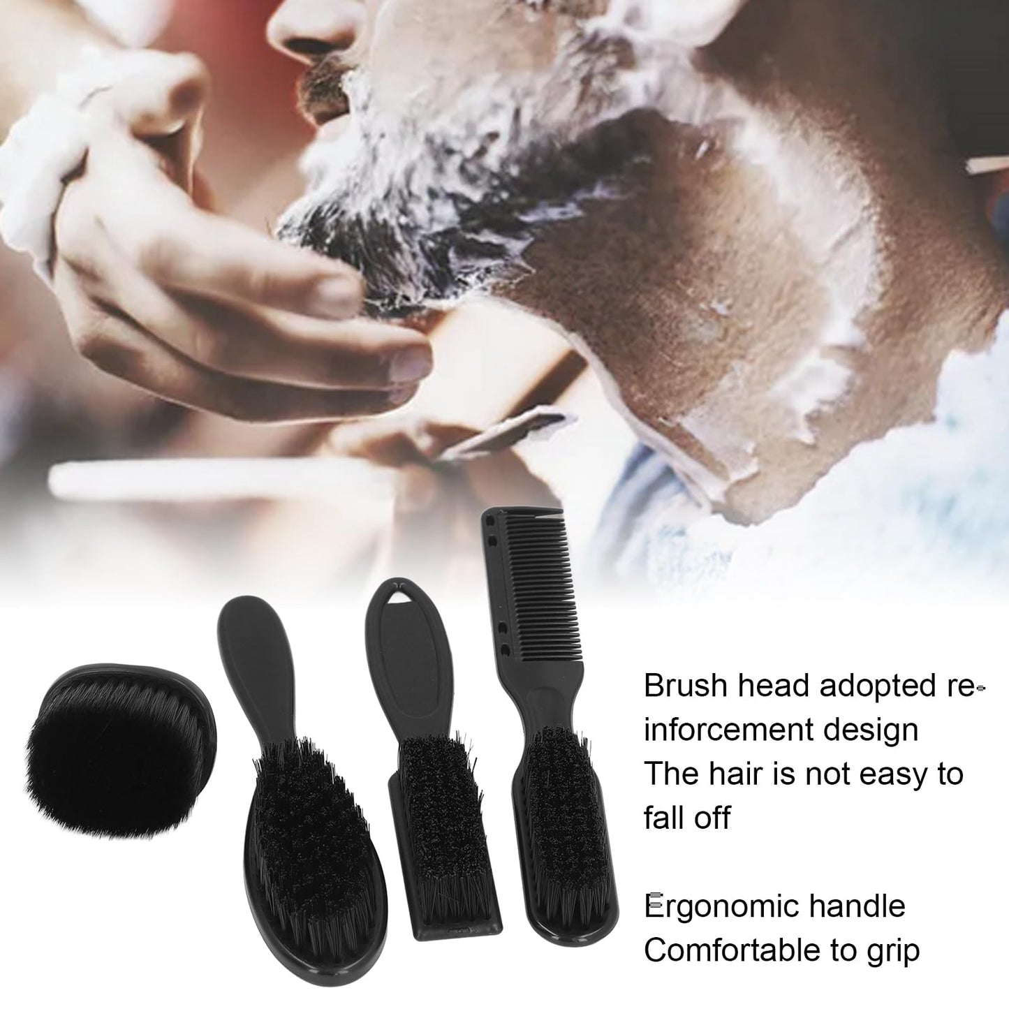 ZJchao 4pcs Men Beard Brush Set, Reinforced Nylon Hair Beard Styling Brush Set Ergonomic Handle Comb Brush Men Beard Brush Kit Beard Grooming Tools Beauty and Personal Care ZJchao