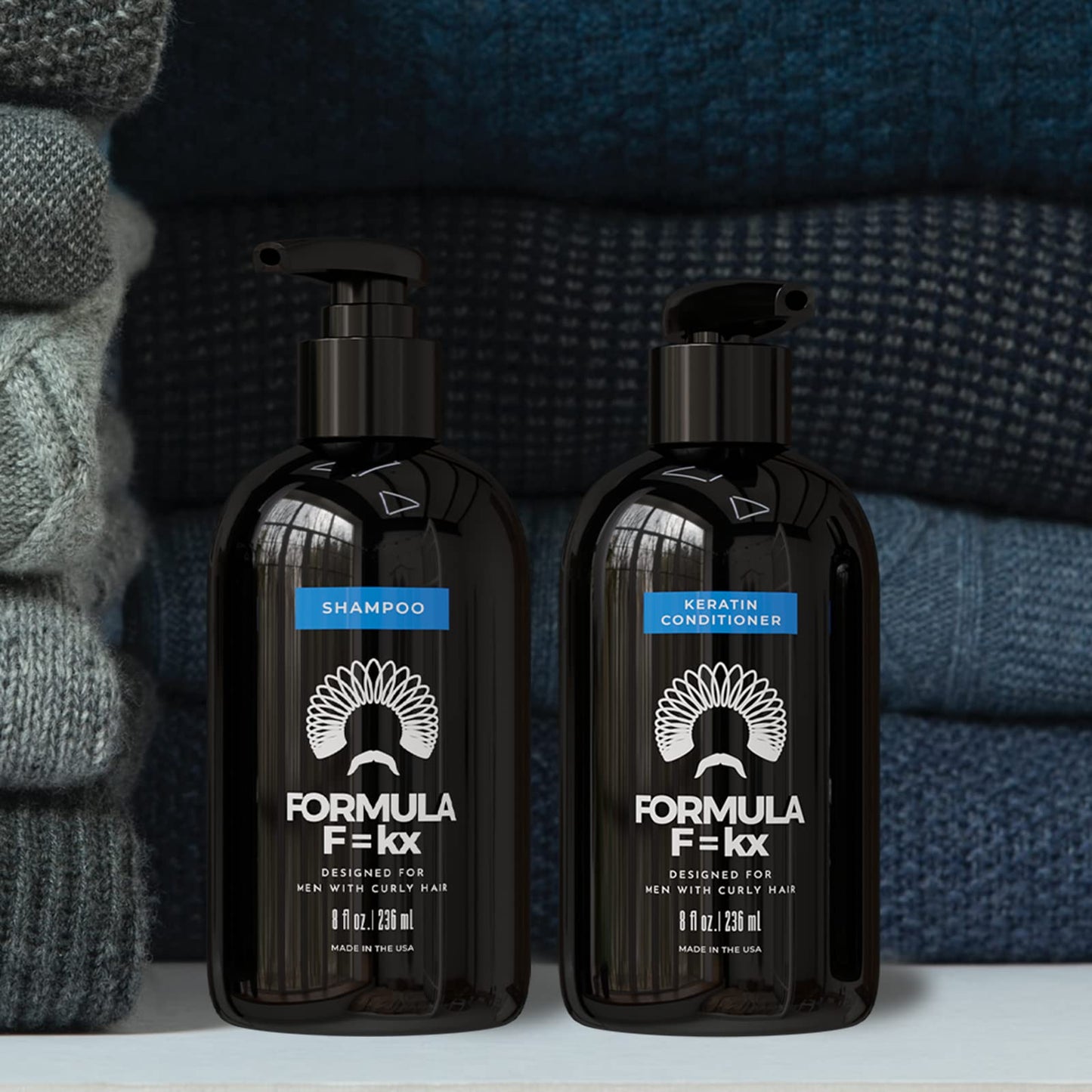 Formula F=kx - Curly Hair Product Set - Keratin, Aloe & Coffee Seed Extract Shampoo and Conditioner - For All Curl Types - Sulfate-Free - Ocean Scent Beauty & Personal Care FormulaF=KX