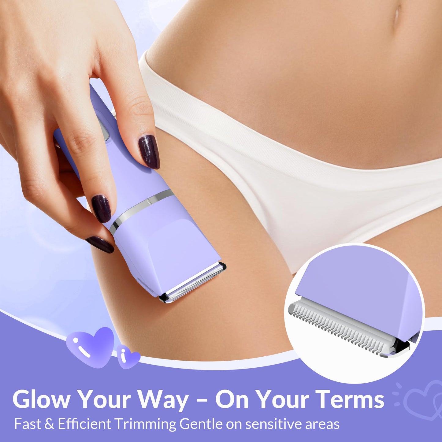 KINGTEE 5-in-1 Electric Bikini Trimmer for Women - IPX7 Waterproof Shaver, Cordless Body & Facial Razors for Women, Ceramic Blades, USB-C Beauty and Personal Care KINGTEE