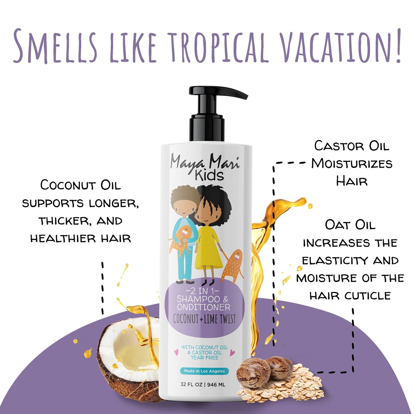 MAYA MARI Curly Hair Kids Ultimate Curls Set includes 2 in 1 Shampoo and Conditioner, and Leave In Conditioner - Coconut Scent Beauty & Personal Care MAYA MARI