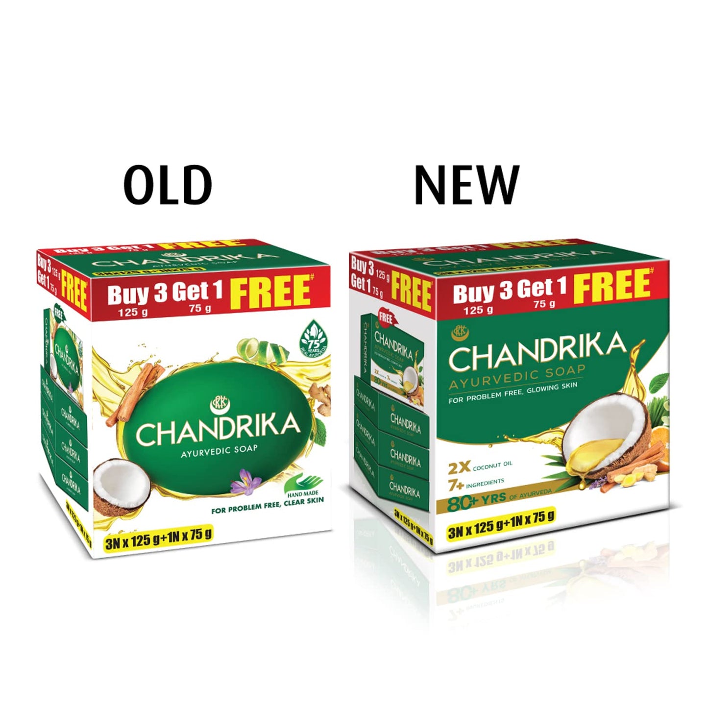 chandrika oval, 4 soaps, 3 of 125 grams and 1 of 75 grams Beauty & Personal Care Chandrika