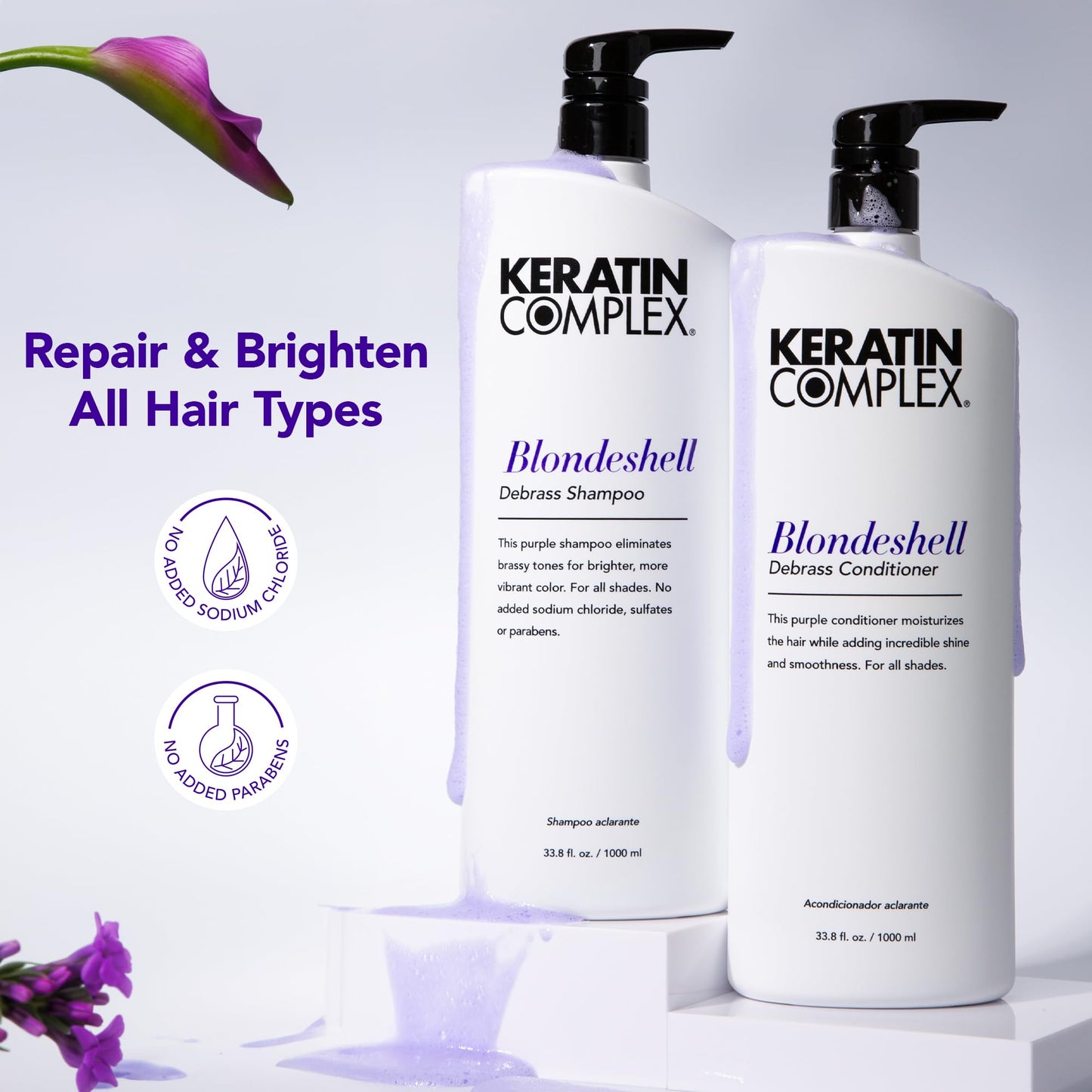 Keratin Complex - Blondeshell Debrass Shampoo & Conditioner Duo - 33.8 fl oz Each Beauty & Personal Care Keratin Complex