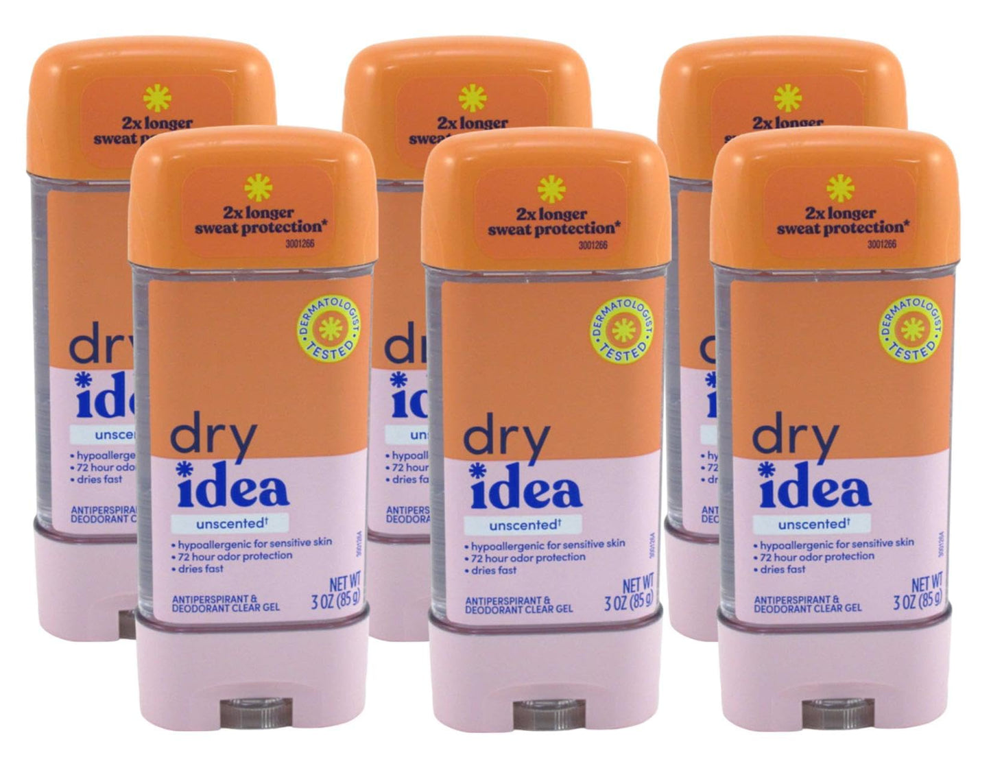 Dry Idea Deodorant 3 Ounce Gel Stick Unscented Antiperspirant (Pack of 6) Beauty and Personal Care Dry Idea
