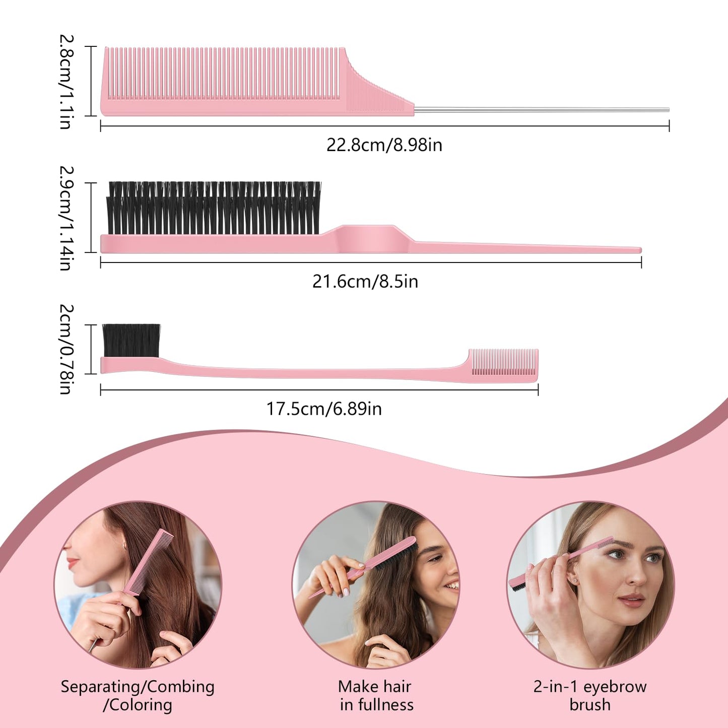 Curl Defining Brush, Curly Hair Brush, Slick Back Hair Brush, For Combing and Shaping Curls in All Hairstyles to Reduce Pulling (Pink) Beauty and Personal Care HEZ