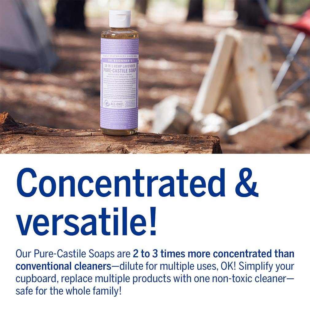 Dr. Bronner's - Pure-Castile Liquid Soap (8 oz Variety Pack) Peppermint, Lavender, Almond & Baby Unscented - Made with Organic Oils, 18-in-1 Uses Beauty & Personal Care Dr. Bronner's