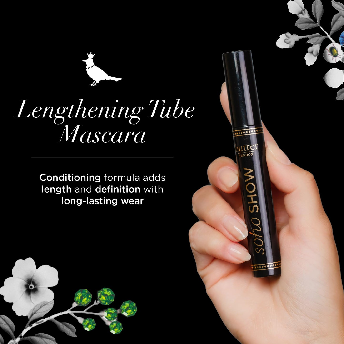 butter LONDON, SOHO SHOW - Long-Wearing, Thickening & Volumizing Tube Mascara with Built-In Brush - Eye LashMascara Black for Defined, Longer Beauty & Personal Care butter LONDON