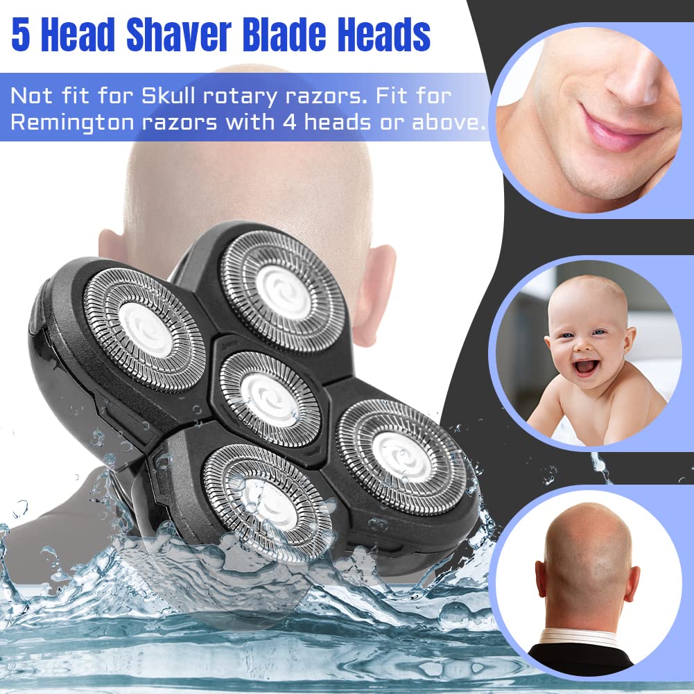 Shaver Blade Heads, 5 Heads Beard Cutter Replacement Blade Electric Razor Shaver Head Easy Install for Head and Face (Black) Beauty and Personal Care WOOPOWER