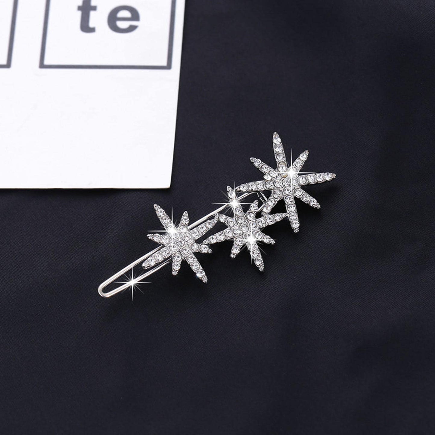 YienDoo Crystal Starburst Hair Clip Barrette Sparkling Rhinestone Cluster Stars Hairpin Headpieces Fashion Silver Bridal Hair Barrette Wedding Head Beauty & Personal Care YienDoo