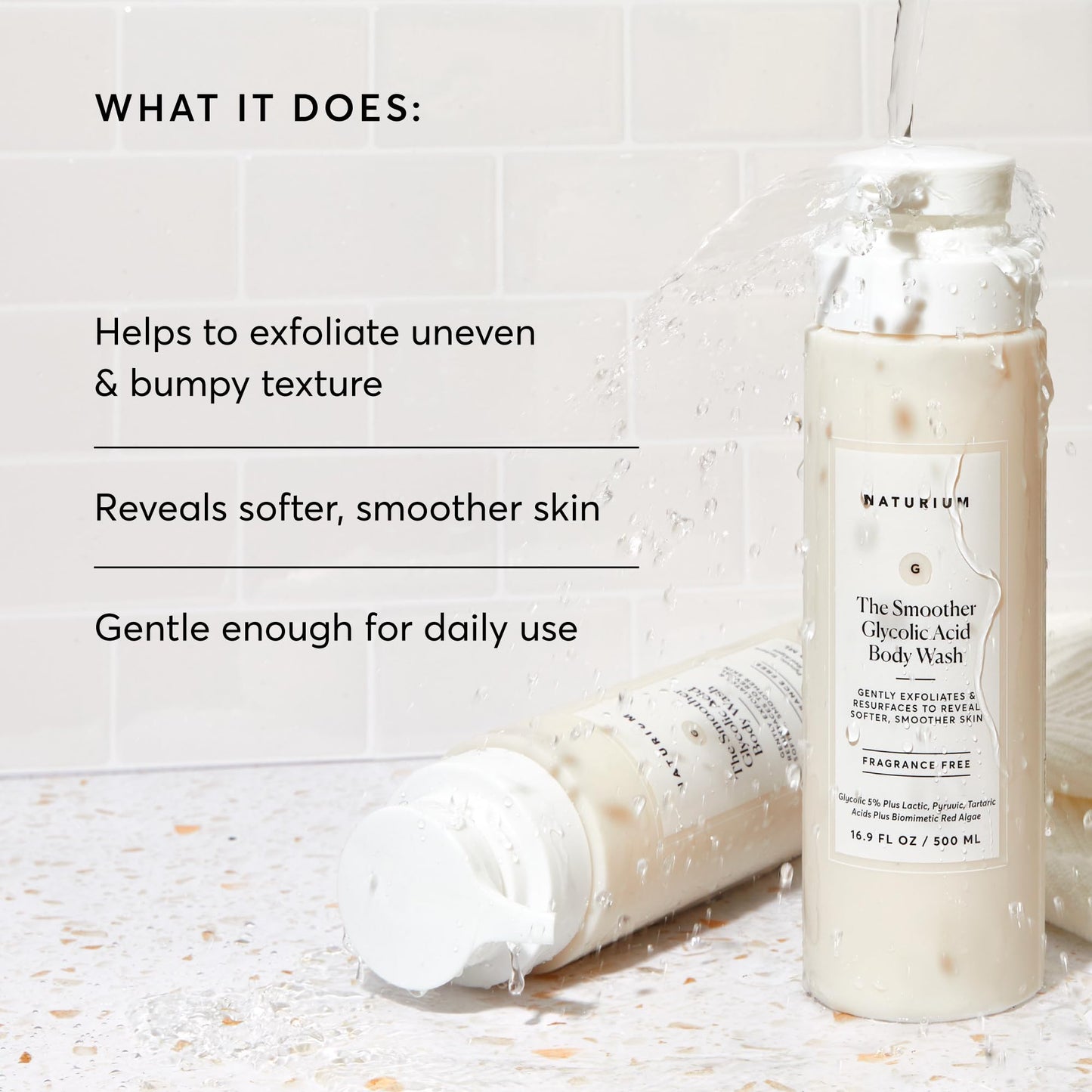 Naturium The Smoother Glycolic Acid Exfoliating Body Wash, Soft & Smoothing Cleanser, 16.9 oz Beauty & Personal Care Naturium
