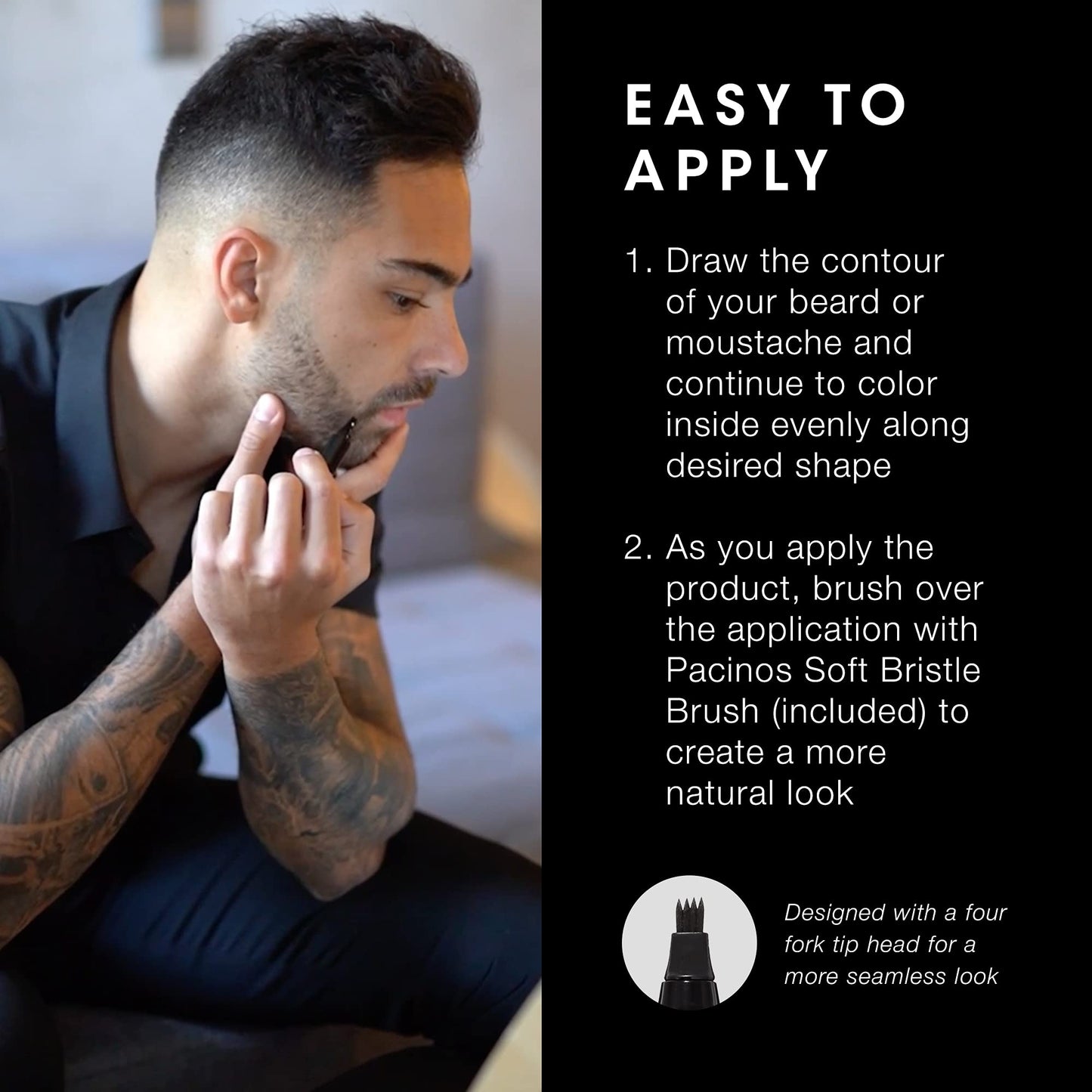 Pacinos Beard Pencil Filler - Water Proof, Long Lasting Coverage & Natural Finish - Beard, Moustache & Eyebrows - Micro-Fork Tip for Seamless Beauty & Personal Care Pacinos