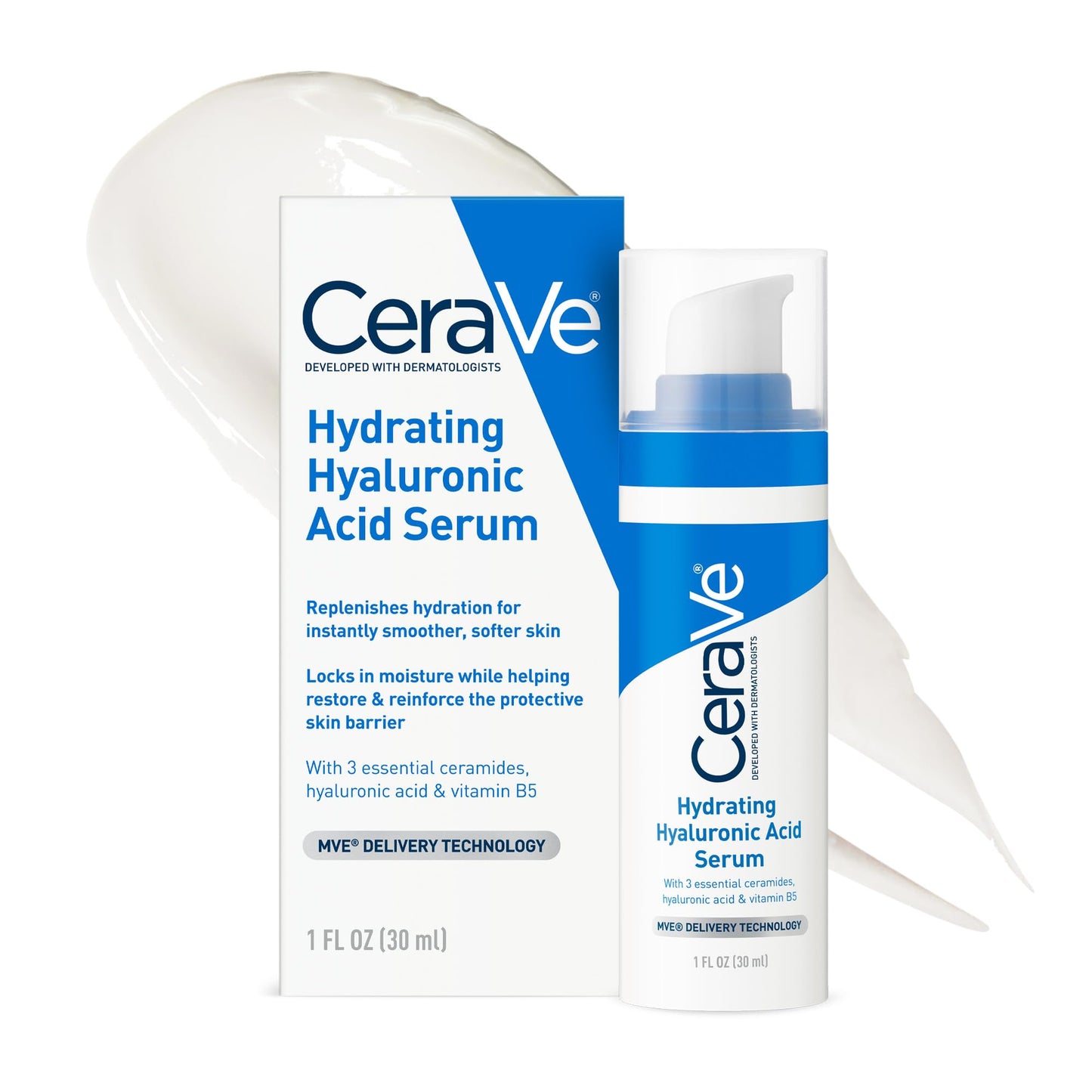 Cerave Hyaluronic Acid Serum for Face with Vitamin B5 and Ceramides, Hydrating Face Serum for Dry Skin, Fragrance Free, 1 Ounce Beauty and Personal Care CeraVe