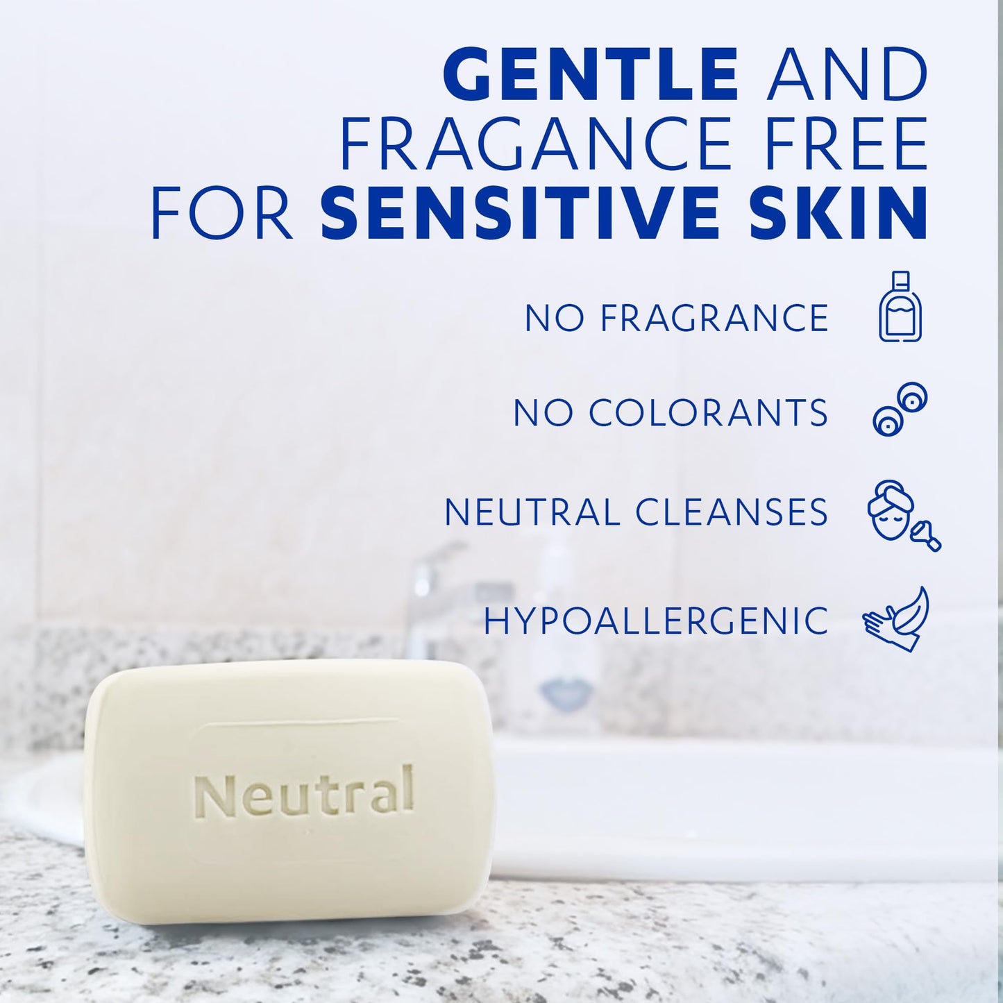 Grisi Neutral Hypoallergenic Bar Soap - Fragrance-Free & Dye-Free for Face & Body - Gentle Moisturizing Wash for Sensitive Skin - pH-Balanced Natural Beauty & Personal Care Grisi