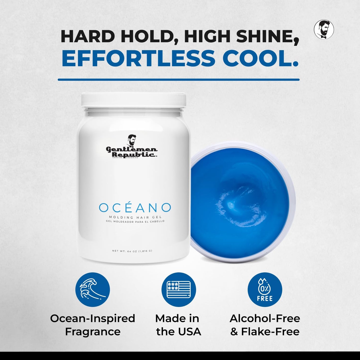 Gentlemen Republic Oceano Men's Hair Gel 32oz - Strong Touchable Hold and High Shine Styling Gel for Hair, 100% Alcohol-Free Professional Formula Beauty & Personal Care Gentlemen Republic
